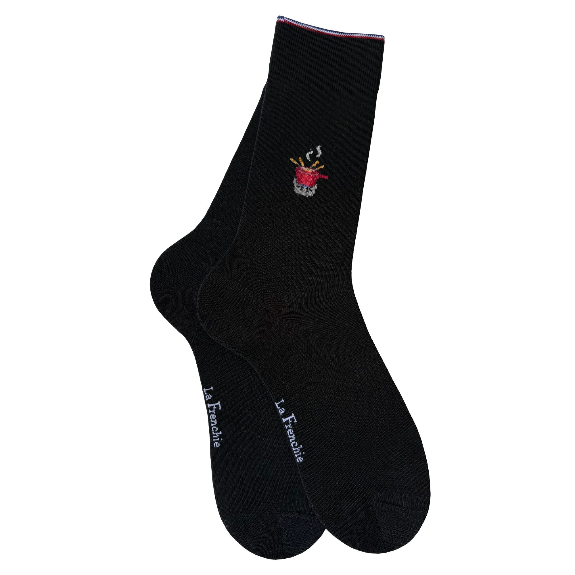 Chaussettes coton noir fondue homme