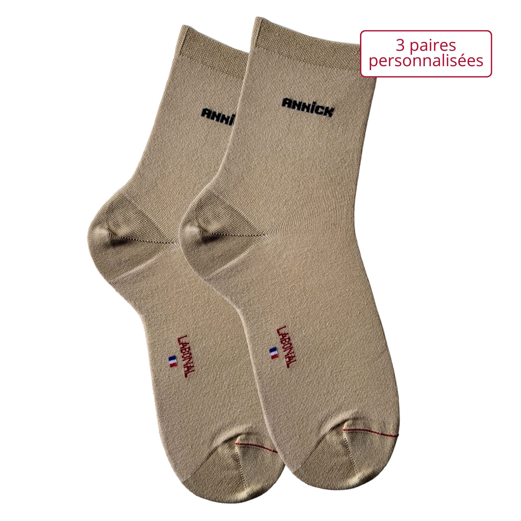 Coffret de Socquettes personnalisées Coton Femme Beige