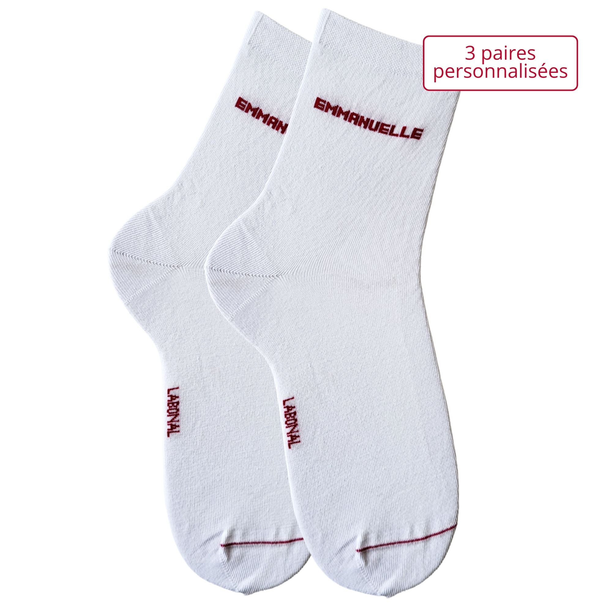 Coffret de Socquettes personnalisées Coton Femme Blanc