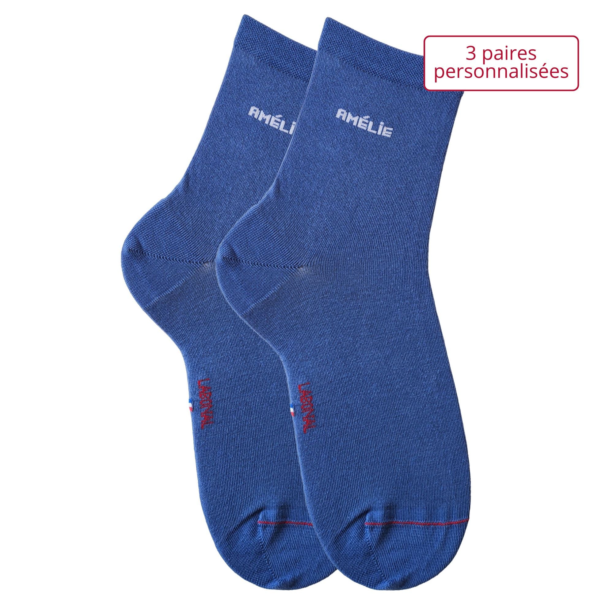 Coffret de Socquettes personnalisées Coton Femme Bleu