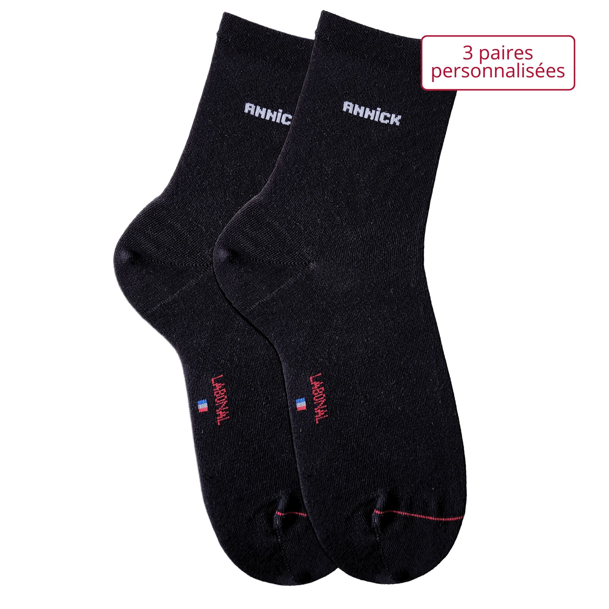 Coffret de Socquettes personnalisées Coton Femme Noir