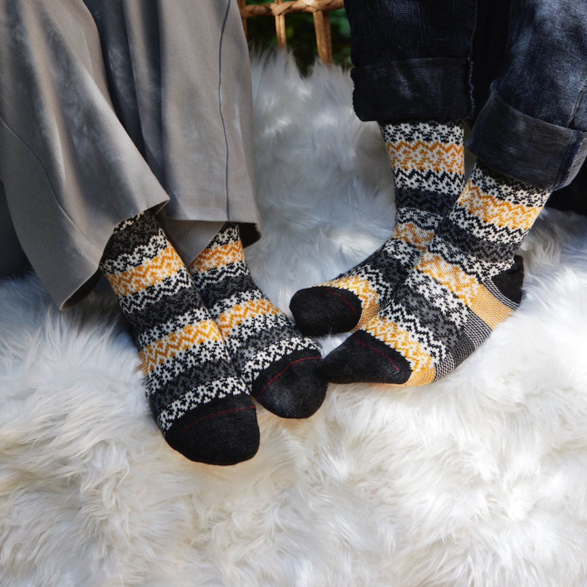 Chaussettes en laine mérinos colorées épaisses Anthracite - Style Norvégien