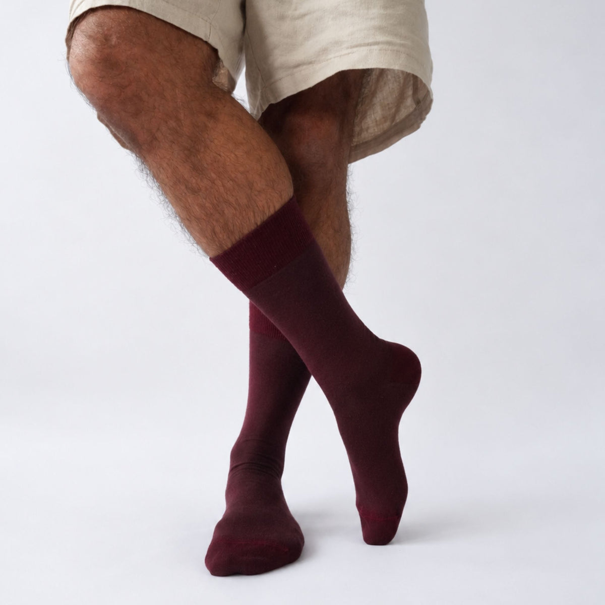 Chaussettes Unies jersey laine mérinos et intérieur coton Bordeaux