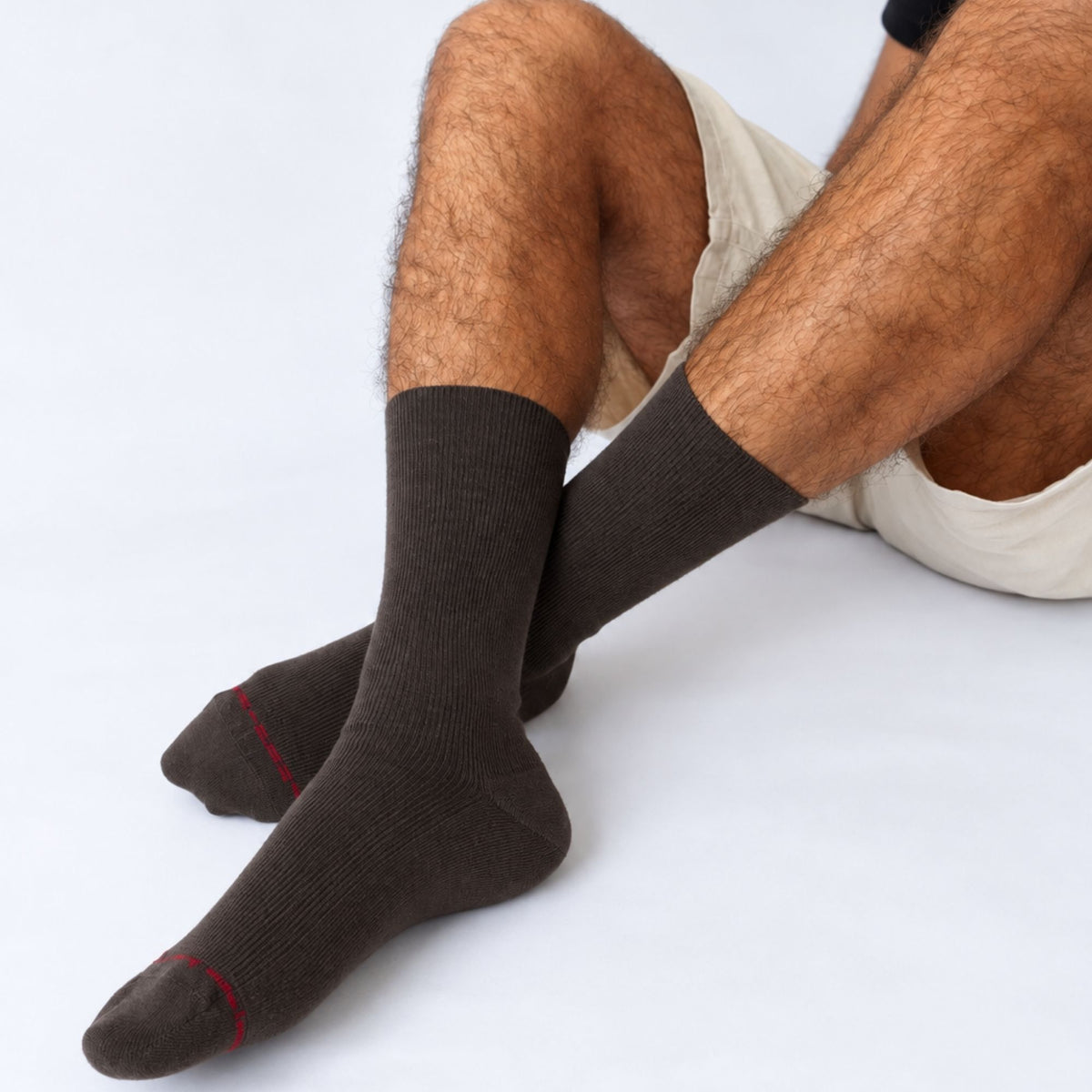Chaussettes Unies jersey laine mérinos et intérieur coton Brun