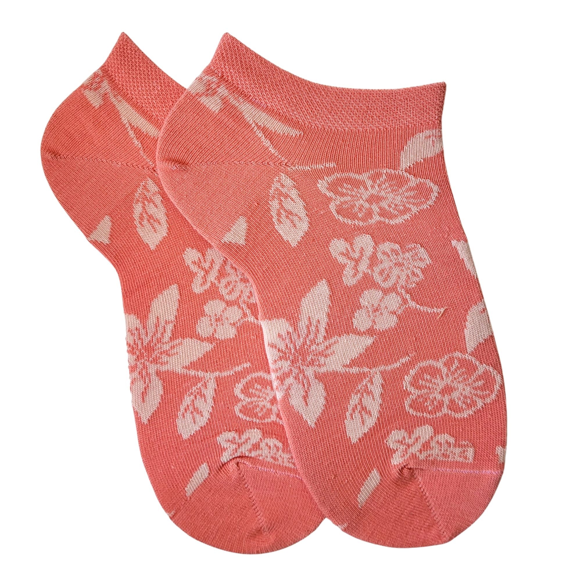 Mini-socquettes orange motifs floraux