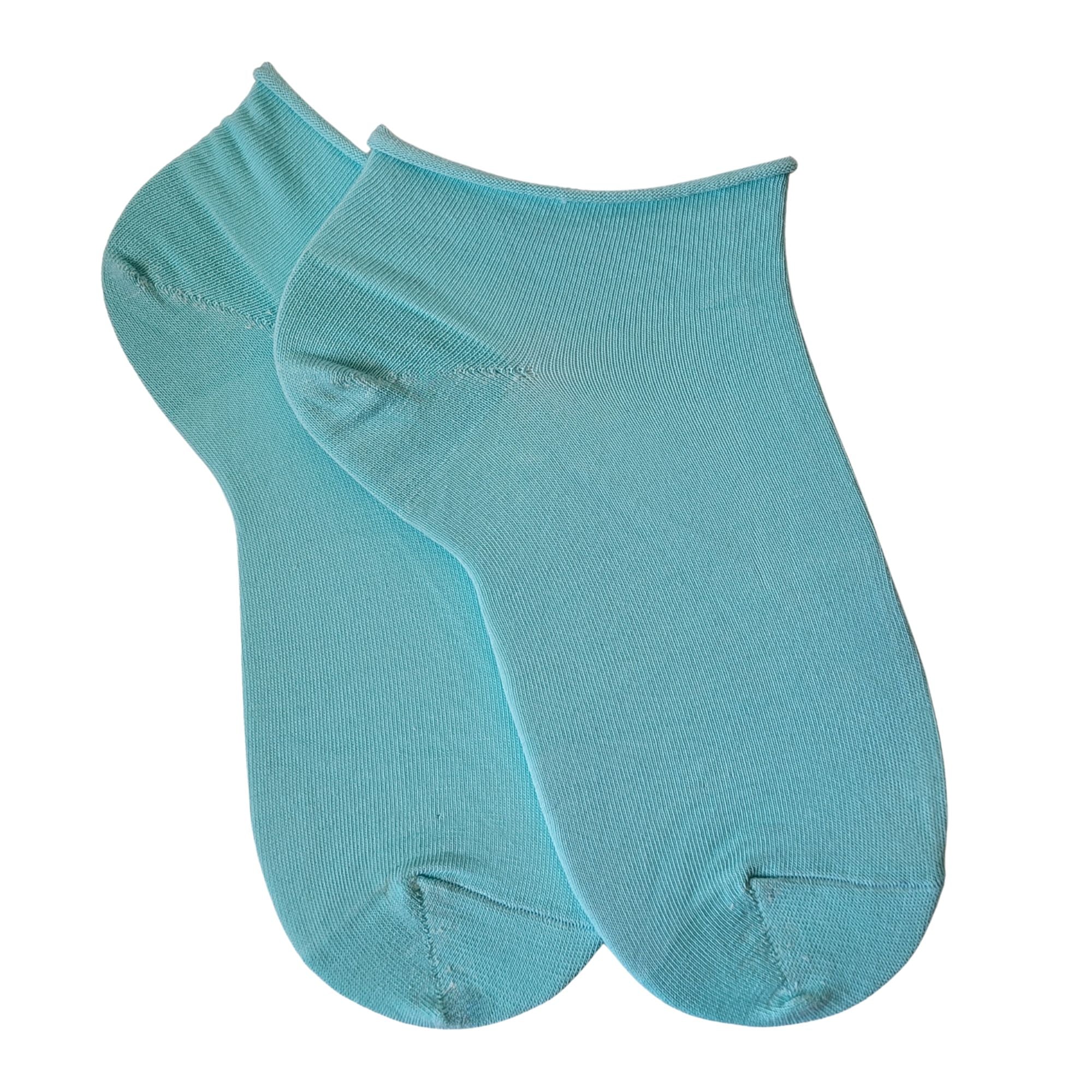 Mini-socquettes bleu turquoise unies roulottées
