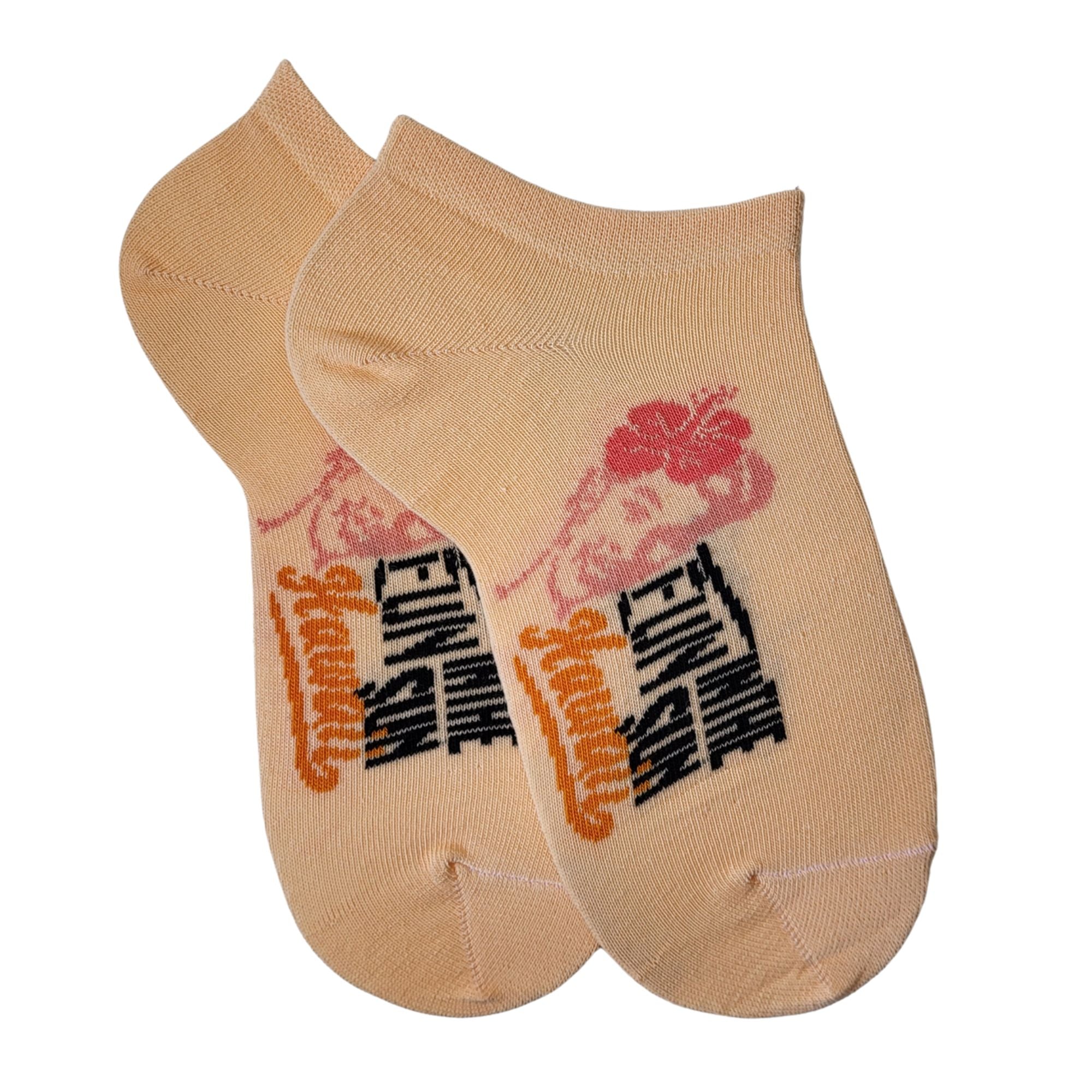 Mini-socquettes pêche motifs floraux