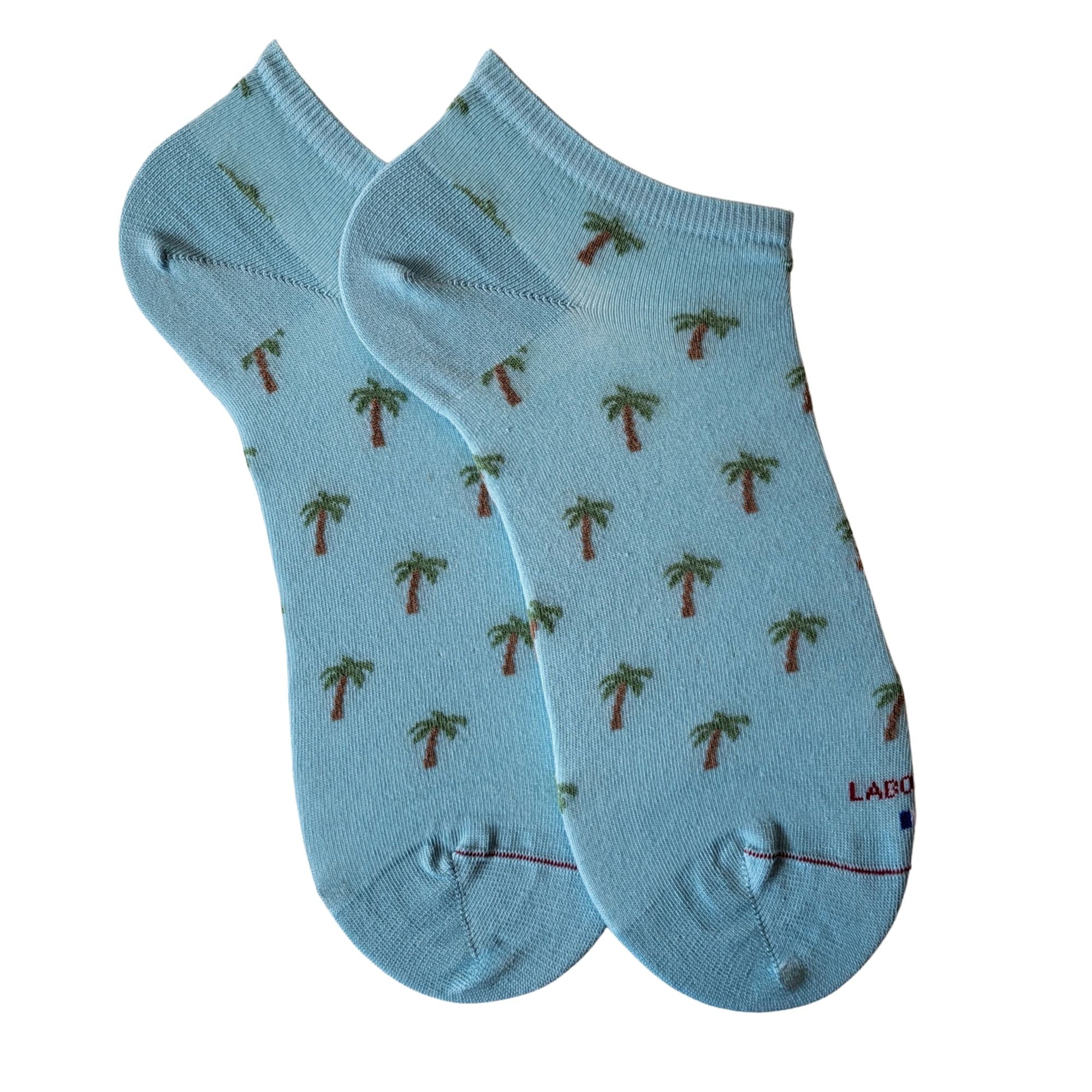 Mini-socquettes bleu motifs palmiers