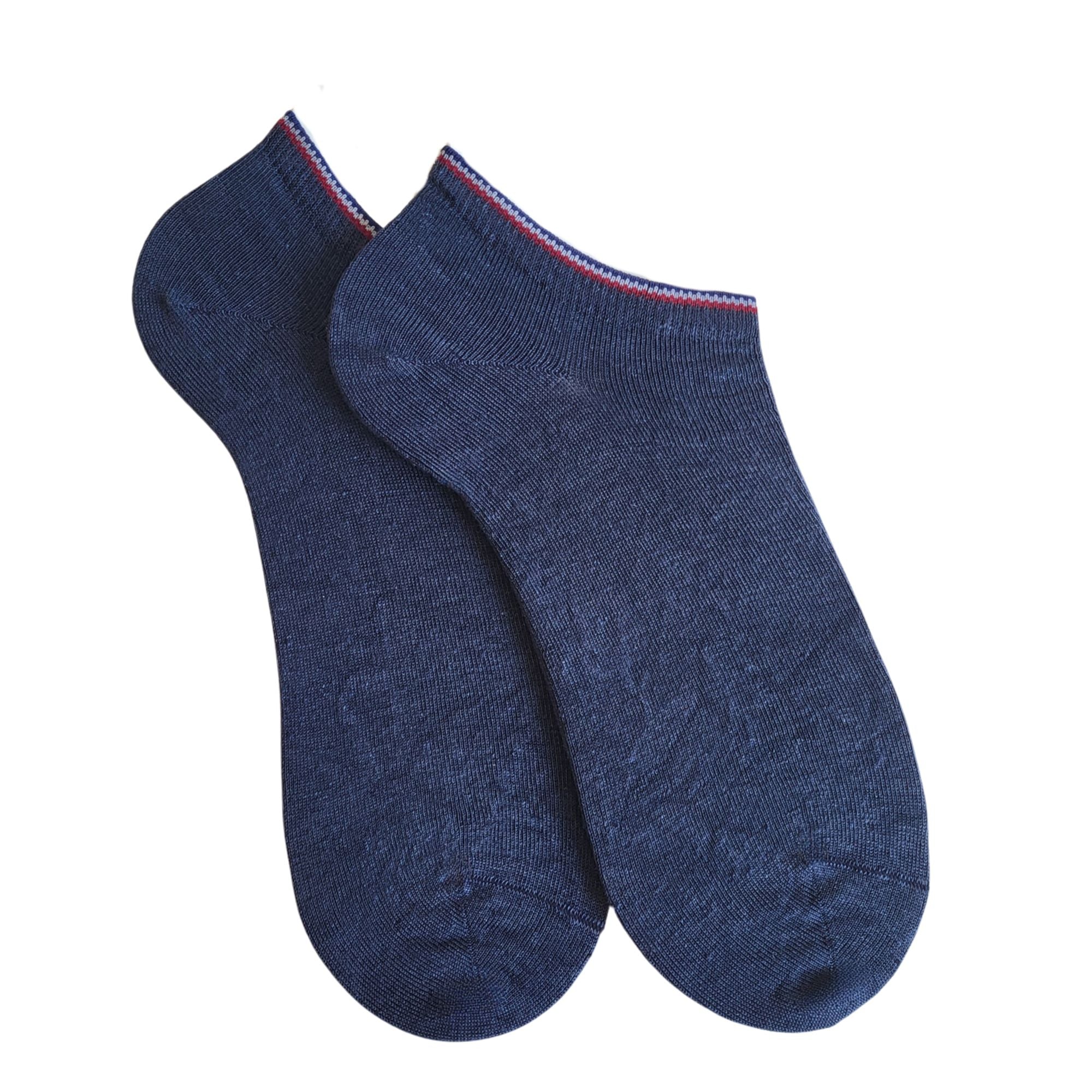 Mini-socquettes en lin marine homme