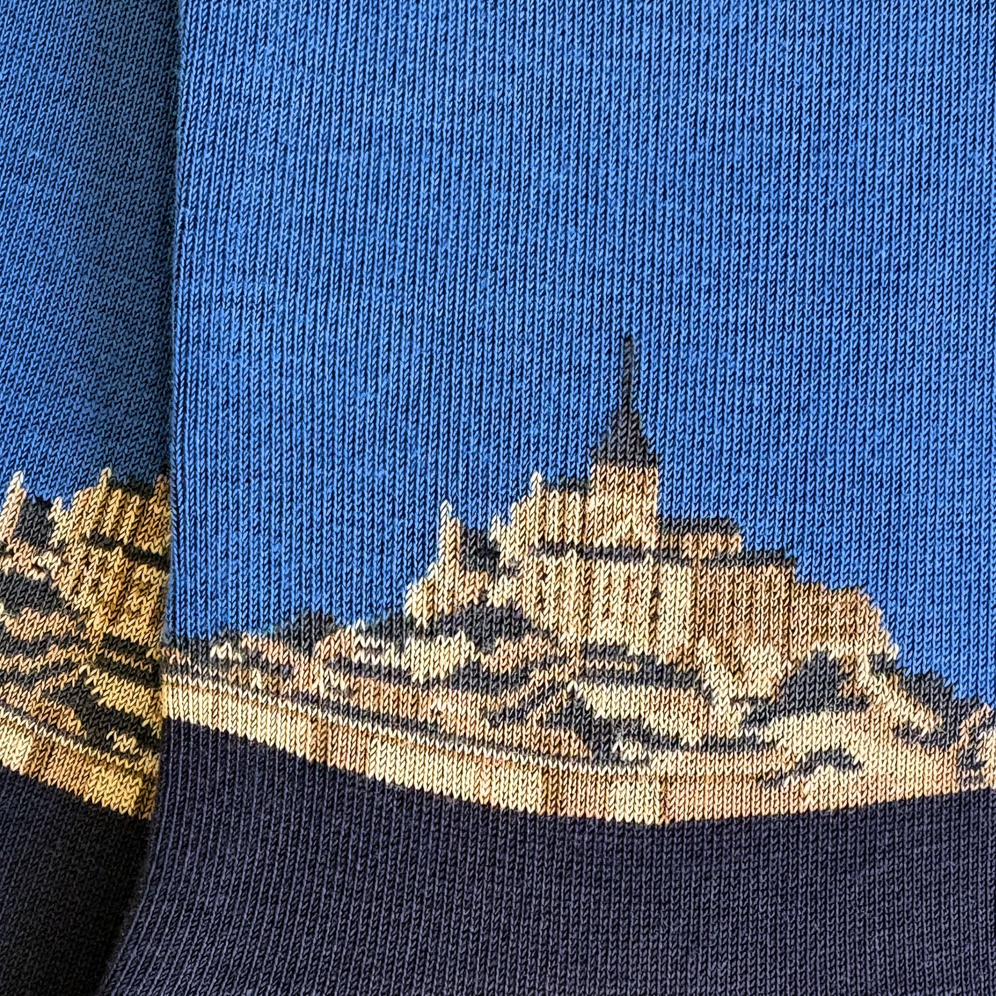 Chaussettes coton bleu Mont-Saint-Michel homme