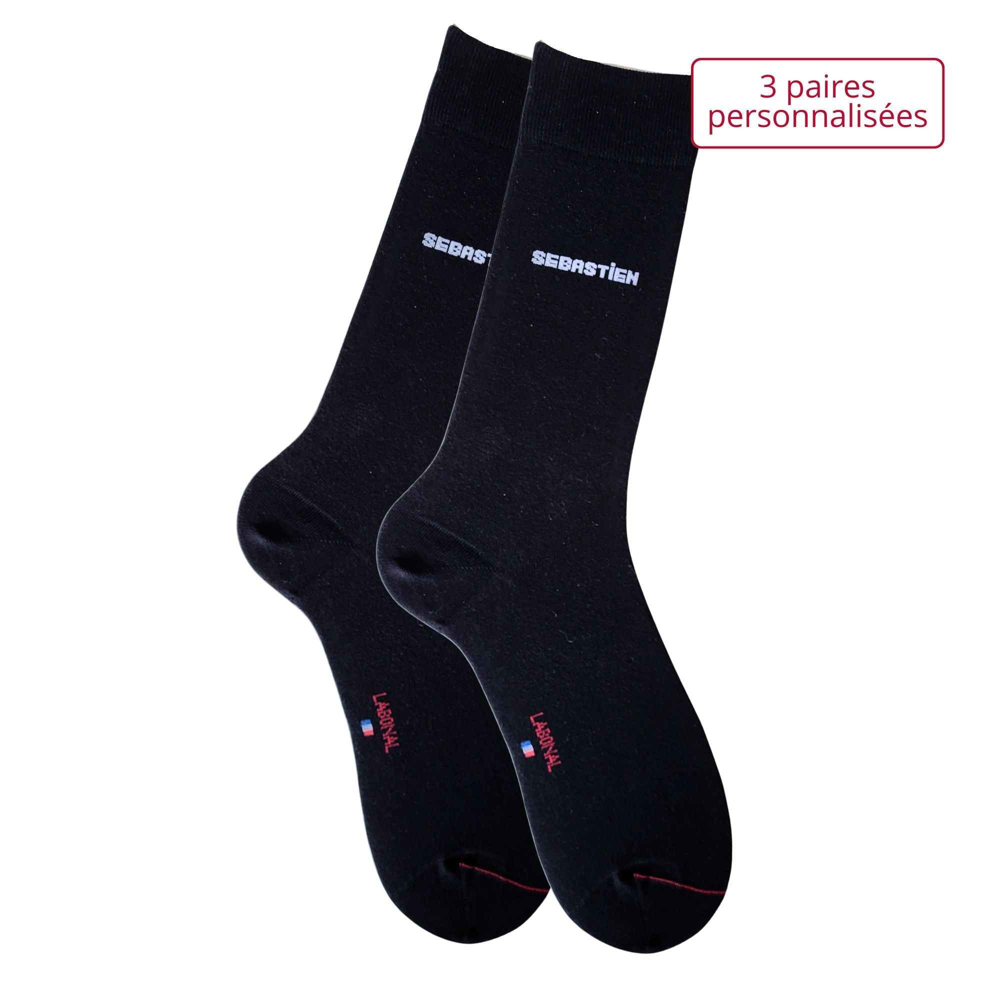 Coffret de Chaussettes personnalisées Coton Homme Noir