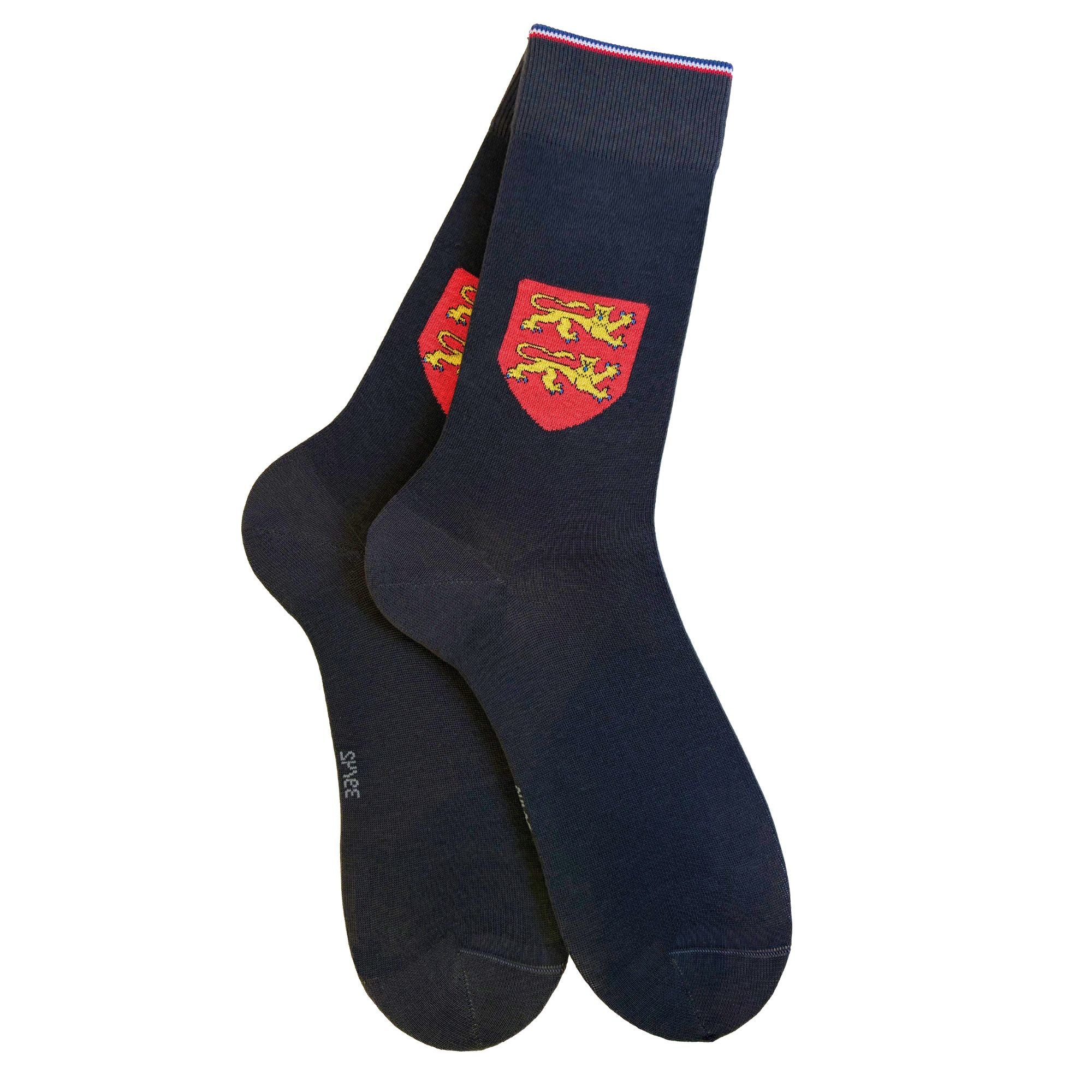 Chaussettes coton anthracite blason normand homme