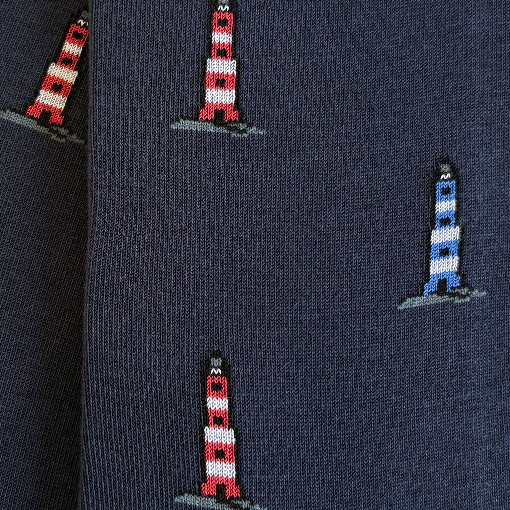 Chaussettes coton bleu marine phares femme