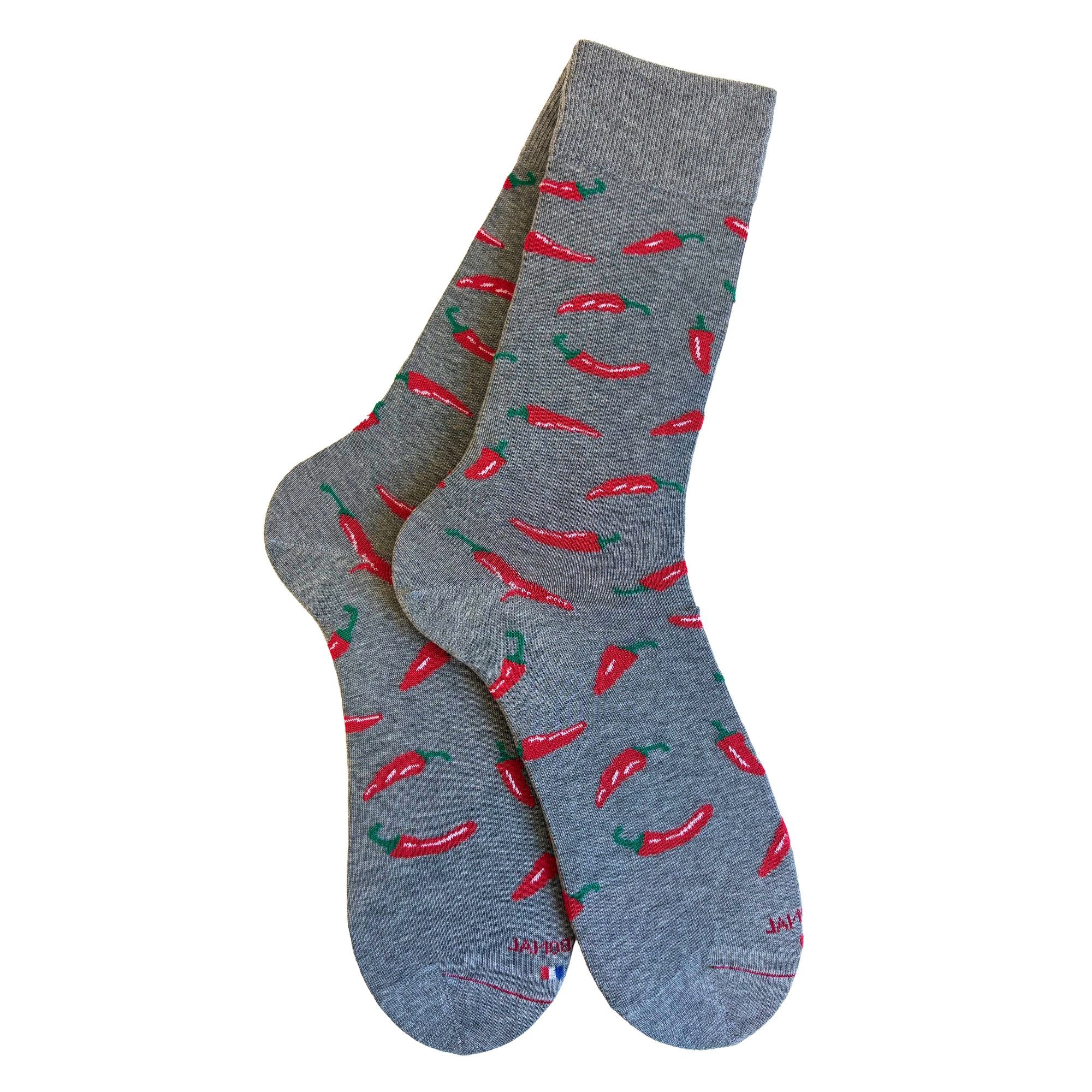 Chaussettes coton gris piment d’Espelette homme