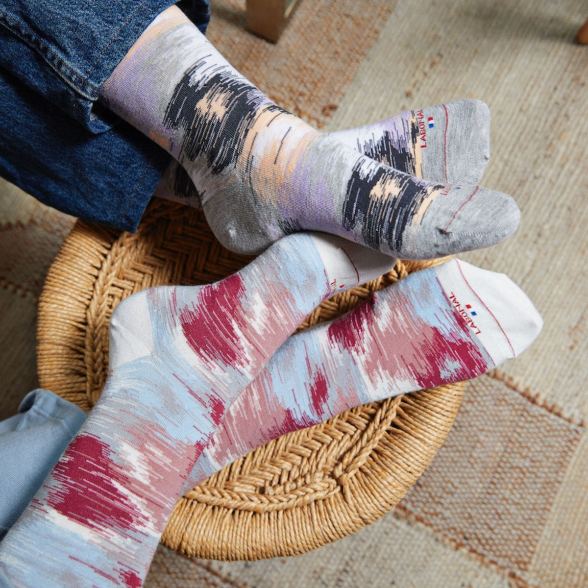 Chaussettes écru motif camouflage