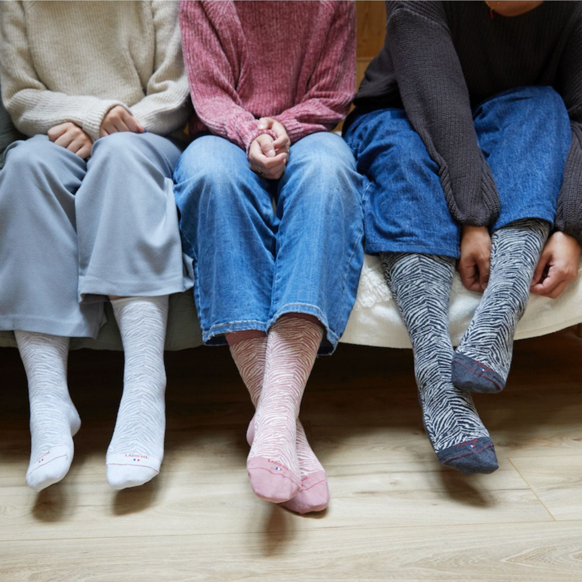 Chaussettes coton noir motif zèbre