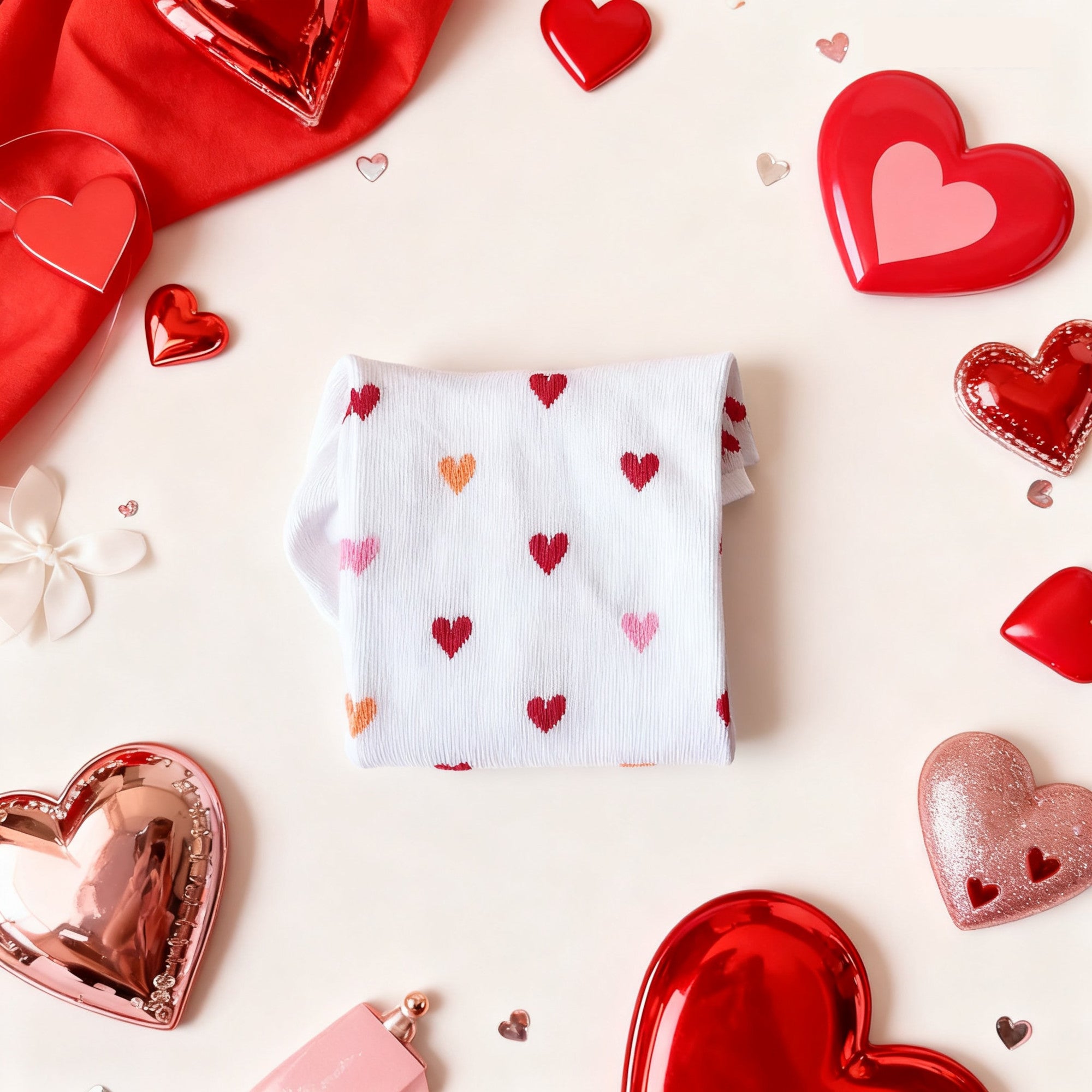 Mini-socquettes en coton Blanc - Coeurs