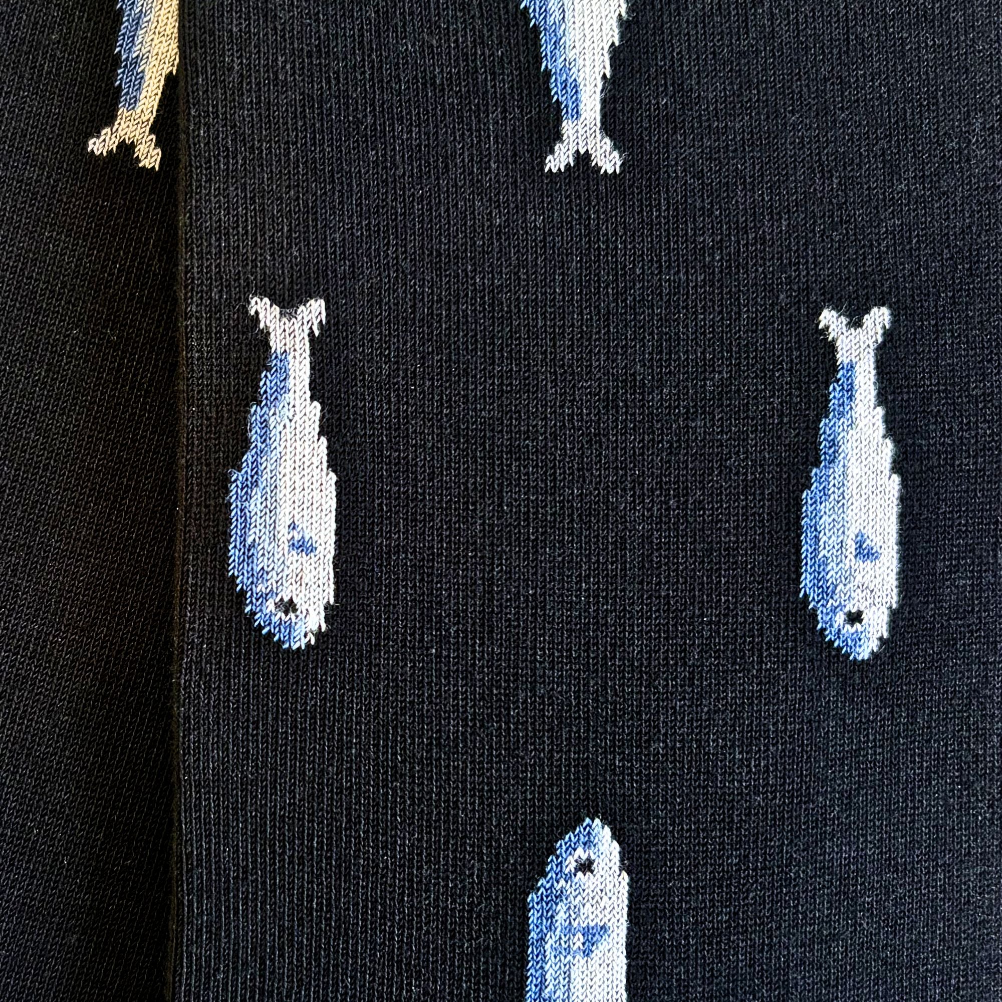 Chaussettes coton noir sardines femme