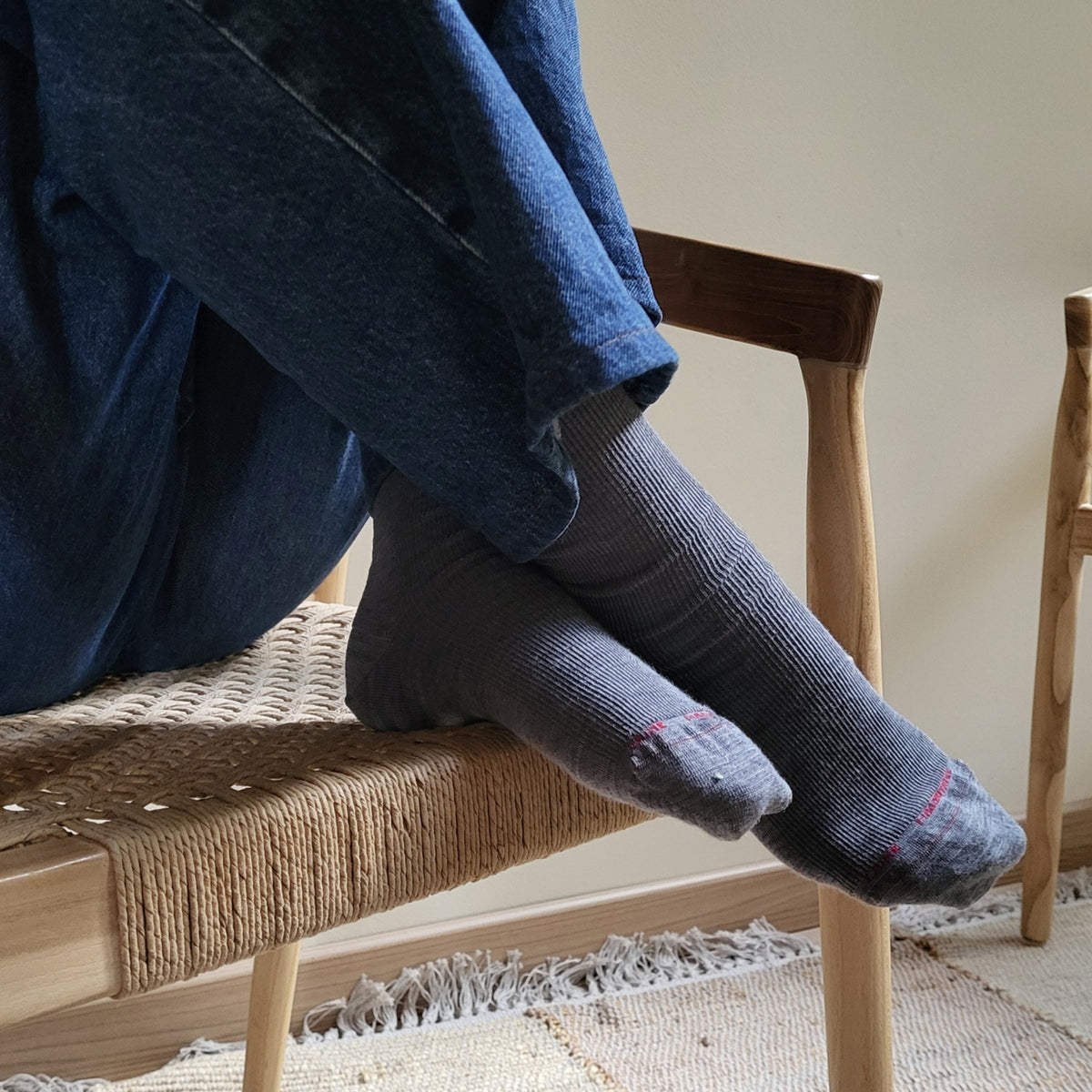 Chaussettes Non Comprimantes en laine mérinos Gris fer - Unies