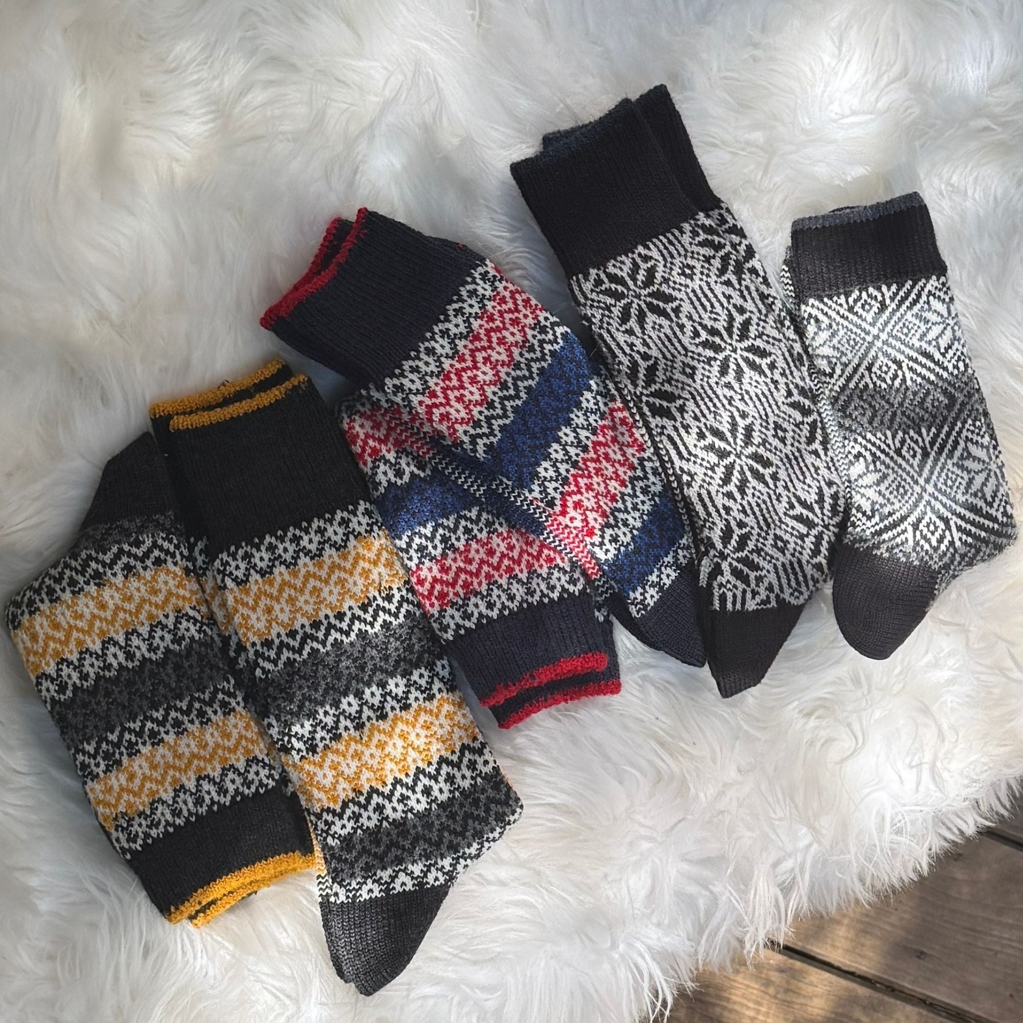 Chaussettes en laine mérinos colorées épaisses Marine - Norvégiennes