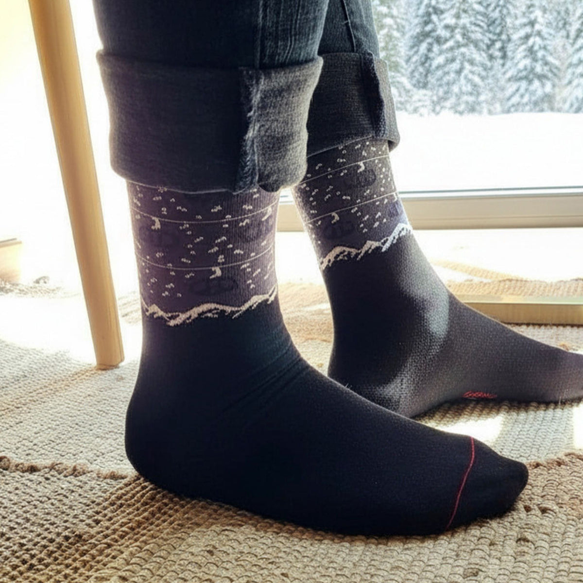 Chaussettes coton noir marine télécabines