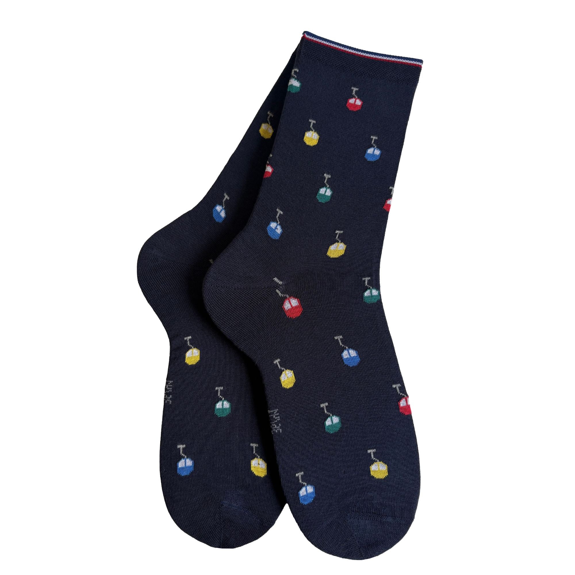 Chaussettes coton marine téléphériques femme