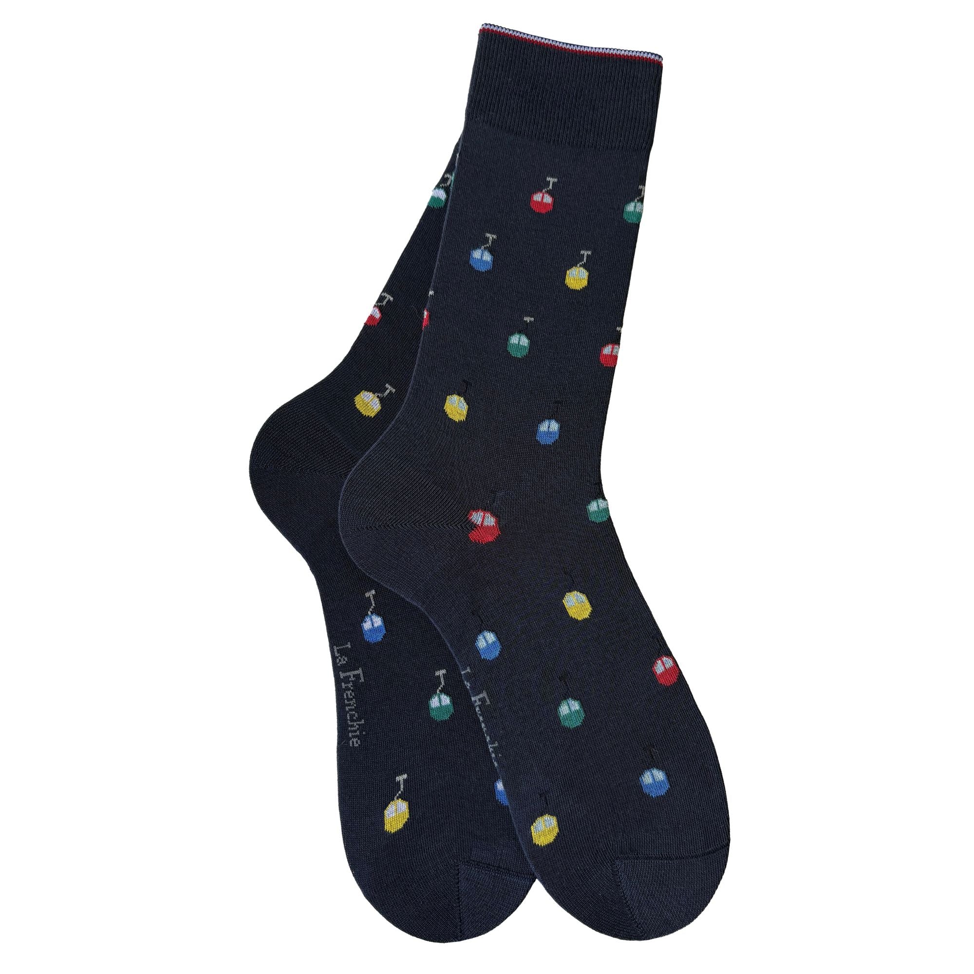Chaussettes coton marine téléphériques homme