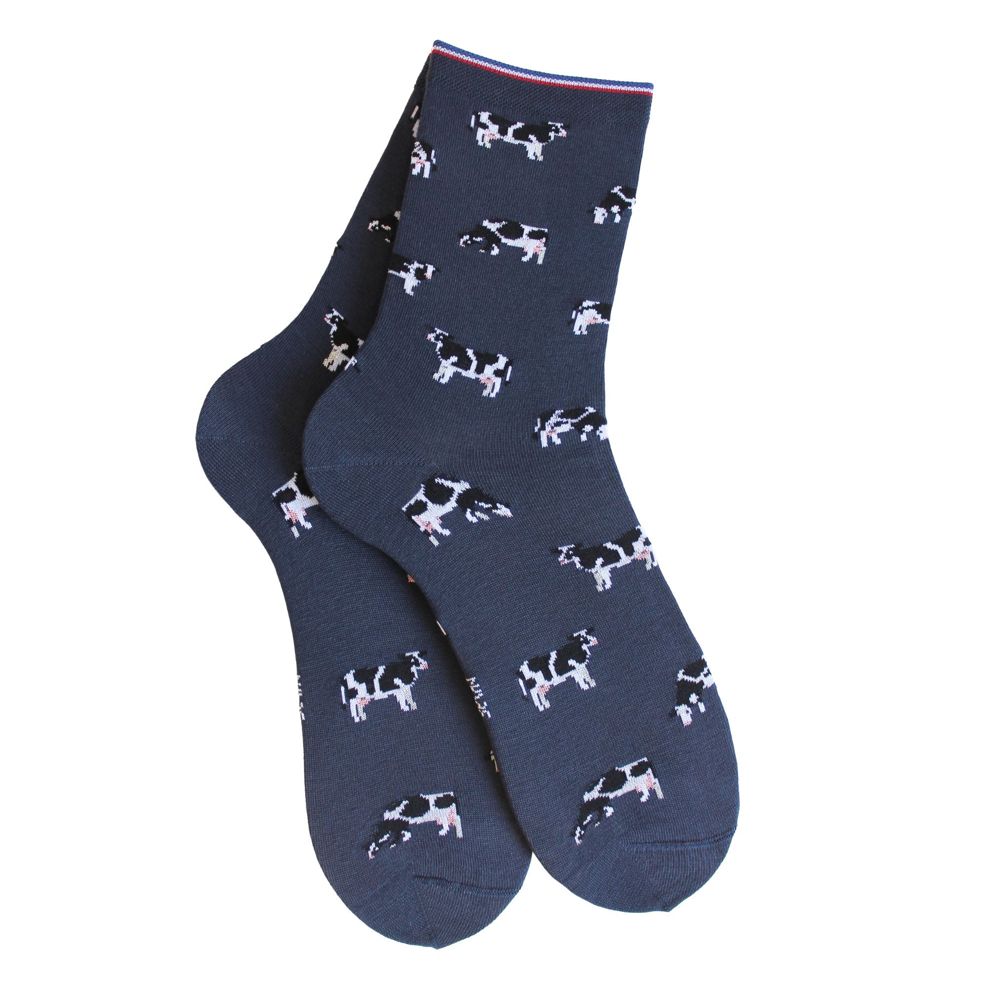 Chaussettes coton marine vaches femme