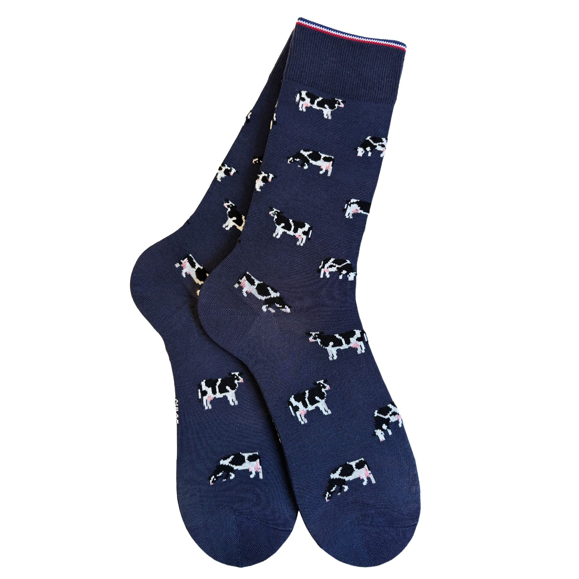 Chaussettes coton marine vaches homme