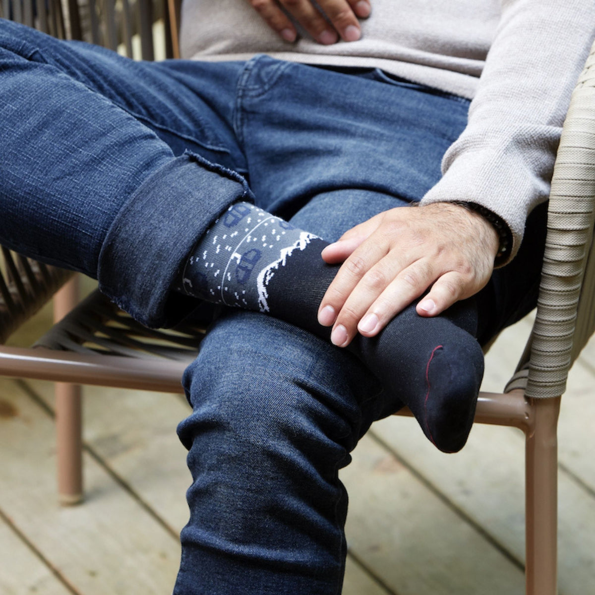 Chaussettes coton noir marine télécabines