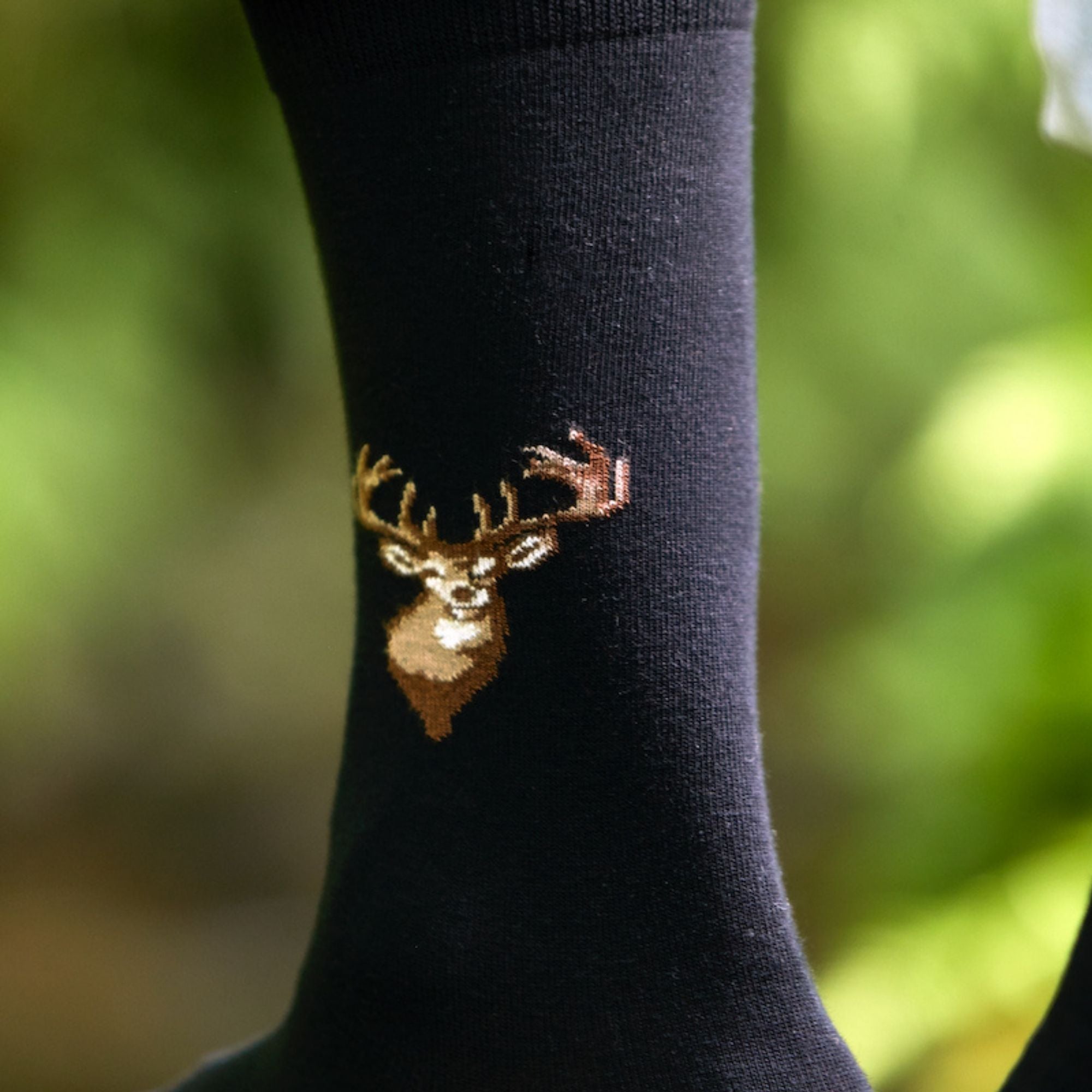 Chaussettes coton noir motif cerfs