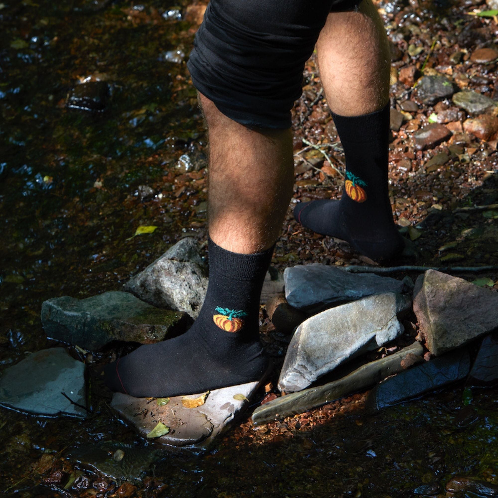 Chaussettes laine noir citrouille