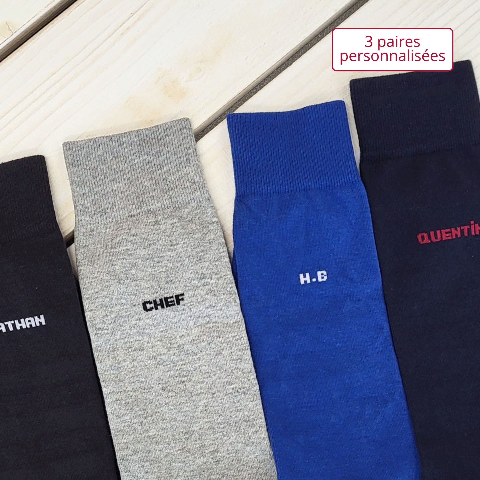 Coffret de Chaussettes personnalisées Coton Homme Bleu